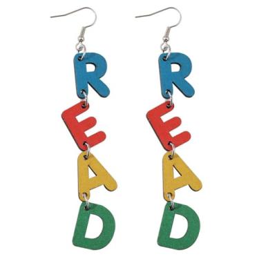 Imagem de Brincos pendentes de lápis Apple LOVE Brincos de madeira dupla face para professores estudantes para mulheres, presentes de dia de agradecimento, joias de formatura, Metal