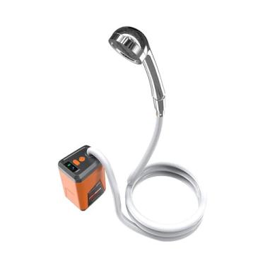 Imagem de Chuveiro portátil para acampamento elétrico com bomba Bateria recarregável caminhada mochilão viagem praia rega de animais estimação potente e longa duração Design display digital