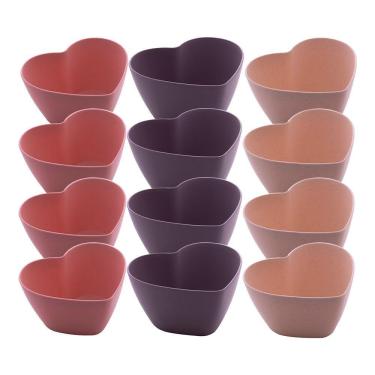 Imagem de Jogo 12 Bowl De Coração Tigela Fibra De Bambu E Pp Lines Coloridos 14x7cm Lyor