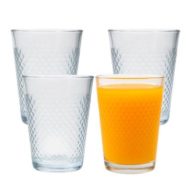 Imagem de Jogo 4 Copo De Vidro 200ml Suco Refrigerante água Diamond Cut Fratelli