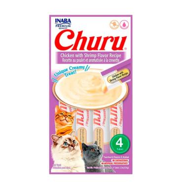 Imagem de Purê Churu Petisco Cremoso para Gatos Galinha com Camarão 56g