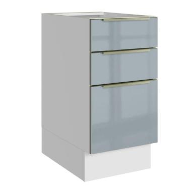 Imagem de Balcão de Cozinha 40 cm 3 Gavetas (Sem Tampo) Branco/Cinza Lux Madesa