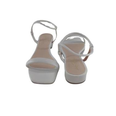 Imagem de Sandalia salto bloco baixo off white - luizamina, 38, Off white