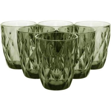 Imagem de Conjunto de 6 Copos Água de Vidro Verde Para Cozinha 270ml