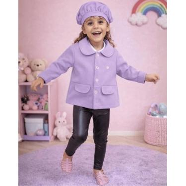 Imagem de Casaco Bebê Sobretudo Infantil Menina Soft Inverno com Boina Roupa Fri