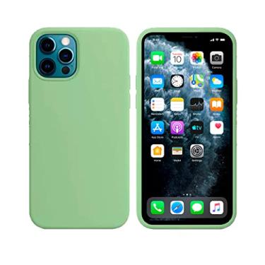 Imagem de Capinha Colorida Compatível Com iPhone 13 PRO MAX Vermelha ,Preta, Laranja, Amarela, Azul, Rosa, Pink, Branca, Lilás, Marrom, Verde, Roxo, Case Slim Flexível Aveludada Com 3 Camadas De Proteção PREMIUM ONYK (Verde-claro)