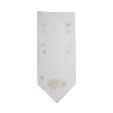 Imagem de Caminho de Mesa - Flocos de Neve Branco/Dourado - 175cm - 1 unidade - 