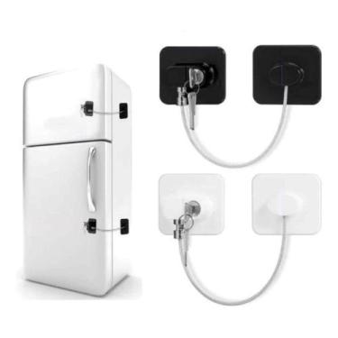 Imagem de Trava De Segurança Para Geladeira Porta Gaveta Armário Proteção Tranca