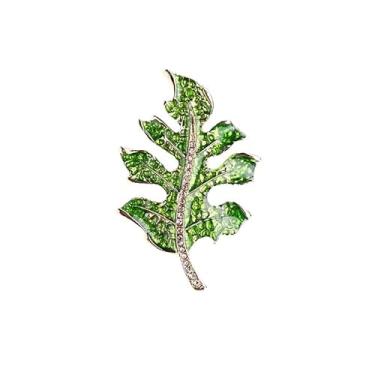 Imagem de Broche de lapela de folha de palmeira esmaltada CZ para mulheres strass folhas de bordo alfinetes suéter cachecol chapéu traje vestido distintivos broches férias fantasia moda joias acessórios de
