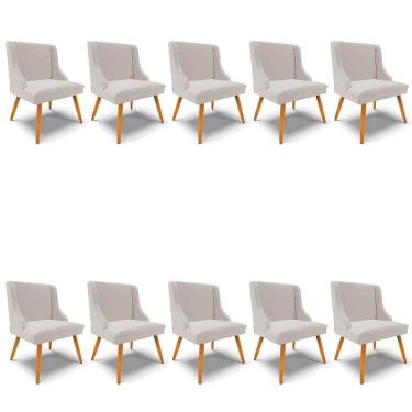 Imagem de Kit 10 Cadeiras Estofadas Para Sala De Jantar Pés Palito Lia Veludo Cinza - Ibiza