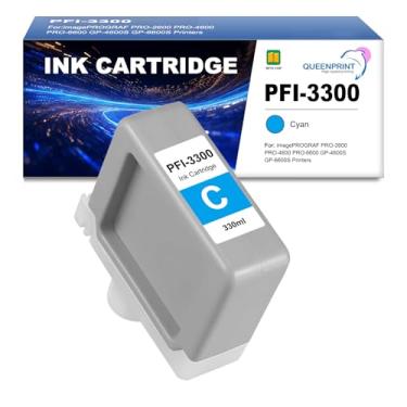 Imagem de PFI-3300 PFI 3300 C Tanque de tinta pigmento ciano 330 ml Repalcement para Canon PFI-3300 para impressoras imagePROGRAF PRO-2600 PRO-4600 PRO-6600 GP-4600S GP-6600S, 1 pacote - 330 ml