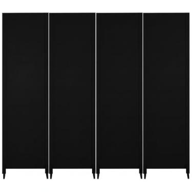 Imagem de Biombo Liso Reto Fechado Pintado Divisor De Ambiente Preto ou Branco Com Pé Jt Home (PRETO, 4 FOLHAS DE BIOMBO)