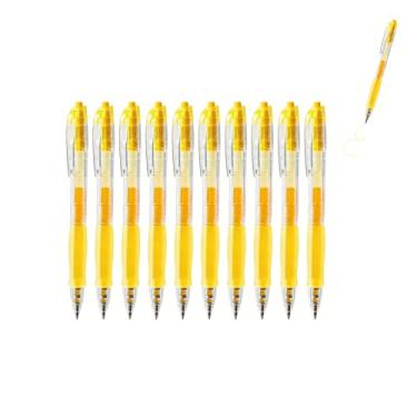 Imagem de GZBABY Caneta de gel retrátil, 10 peças, caneta esferográfica de ponta fina para escrever colorir, 0,5 mm, tinta amarela girassol