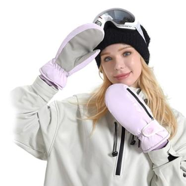 Imagem de Luvas térmicas de esqui masculinas – Luvas de snowboard impermeáveis com tela sensível ao toque com camada de armazenamento, luvas unissex para esportes de inverno (Roxo)