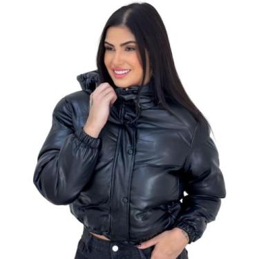 Imagem de Jaqueta Puffer Couro Feminina Forrada com Pelinhos - Mitchelgutto, Pre