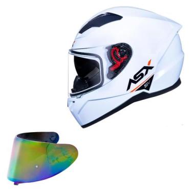 Imagem de Capacete Asx City SV Branco Brilho Oculos + Viseira Camaleão, Branco B