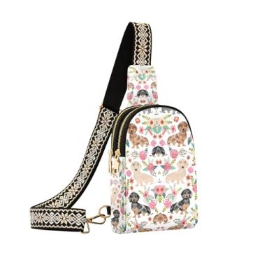 Imagem de NCRJCZQL Bolsa tiracolo feminina de couro, bolsa de ombro, pochete pequena para caminhadas, viagens, Dachshund, One Size