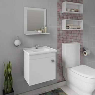 Imagem de Gabinete De Banheiro 100% Mdf Iris 44 Cm Com Espelho Branco - Mgm