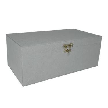 Imagem de Caixa Retangular com Dobradiça e Fecho 26x14x10 Kit 20un Mdf Madeira P
