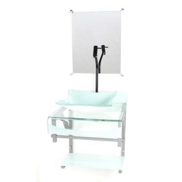 Imagem de Gabinete de vidro 40cm para banheiro curvado duplo pc cuba quadrada br