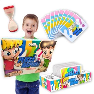 Imagem de Jogo Pensa rapido jogos de tabuleiro e cartas infantil educativo pedagógico escolar quiz de perguntas brinquedo educacional presente para menino e menina crianças 8 anos brinquedos infantis