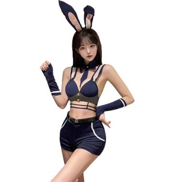 Imagem de SENJIY Lingerie sexy de coelhinho para mulheres, fantasia, cosplay, playboy, roupa íntima de renda, fofa, kawaii, coelhinho, roupa de meninas, anime, body inteiro, dramatização, coelho, sutiã orelhas