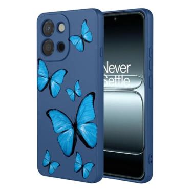 Imagem de KOARWVC Capa de telefone para OnePlus 13T, PKX110 1+ 13t capa fofa estampa de borboleta design fino protetor macio TPU bumper capa de telefone para OnePlus 13T borboleta azul