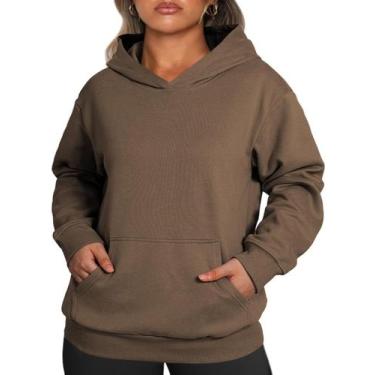 Imagem de Moletom feminino Eytino, tamanho grande, manga comprida, café 1X