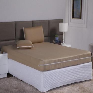 Imagem de Capa De Colchão Casal 25Cm + Fronha Zíper Malha Lisa 3 Peças - Ametist