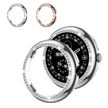 Imagem de Pacote com 2 capas de diamante brilhantes para Google Pixel Watch 4 protetor de tela feminino de 41 mm, proteção total de strass com glitter para Google Pixel Watch 4 41 mm acessórios de capa