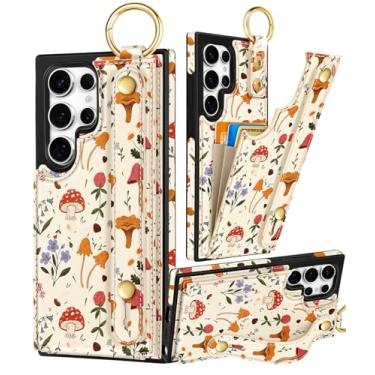 Imagem de Petitian Capa para Samsung Galaxy S24 Ultra com carteira - mulheres meninas bonito feminino estética design exclusivo com suporte de cartão de crédito de couro suporte de cartão de crédito pulseira