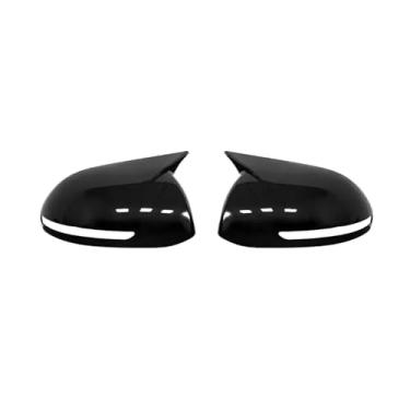 Imagem de Compatível com KIA K2 2011-2016 RIO 3 2011-2017 Tampa do espelho retrovisor do carro adesivo tampa da asa tampa da porta externa guarnição de fibra de carbono preta(With lamp black)
