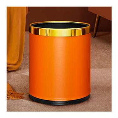 Imagem de Caixotes de lixo, lixeira de camada dupla redonda laranja sem tampa Caixote de lixo doméstico grande Liviroom quarto cozinha cesto de papel de lixo lata de lixo/15L/15L/a