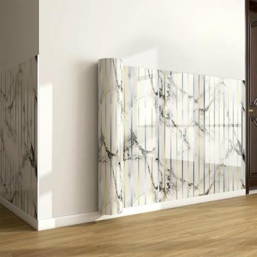 Imagem de Papel de parede de imitação de grão de madeira com textura de mármore de folha dourada autoadesivo à prova d'água e à prova de umidade para sala de estar banheiro e cozinha renovação Phantom 40 * 300