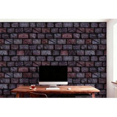 Imagem de Papel de parede retrô efeito de textura de tijolo PVC impermeável papel de parede autoadesivo para quarto sala de estar estudo e paredes de lojas marcas de tijolo do tempo 44,5 * 1000 cm