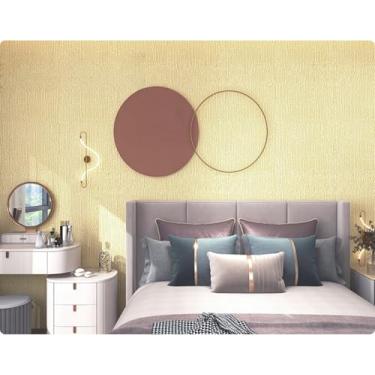 Imagem de Papel de parede autoadesivo de linho texturizado à prova d'água e à prova de umidade para casa sala de estar fundo renovação e decoração de parede bege 50 * 1000 cm