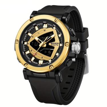 Imagem de Relógio, Resistente à água 50m, Cronômetro, Relógio Despertador Dourado