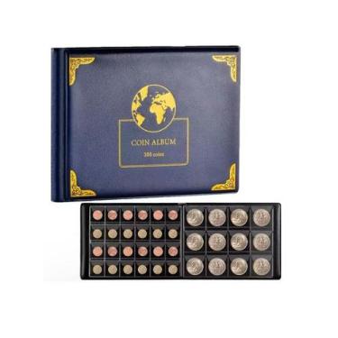 Imagem de Album Coleção Moedas Antigas Capa Rigida 250 Bolsos Azul 300 - GENÉRIC