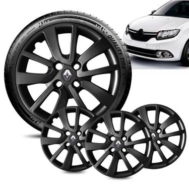 Imagem de Jogo 4 Calota Renault Logan aro 14 2014 16 a 20 Pret Brilhan