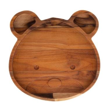 Imagem de Prato para Sobremesa de Madeira em Formato de Urso Teca Kids 22cm x 22cm x 2,5cm - Wolff Craft