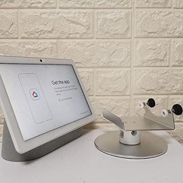 Imagem de Suporte giratório de alumínio ajustável para Google Nest Hub Max – rotação horizontal de 360°, inclinação de ± 30°, almofadas de silicone antiderrapantes, fácil instalação, compatibilidade universal,