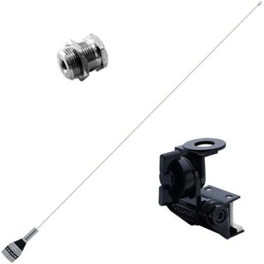 Imagem de Antena Móvel Aço Inox Estética Enfeite Decorativa 1,50m + Suporte Bi-A