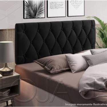 Imagem de Cabeceira Estofada de Cama Box Casal 140 x 55 cm Paris Preta - MagL