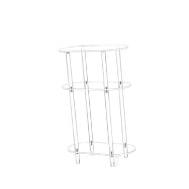 Imagem de Gralara Mesa pequena de acrílico, criado-mudo, móveis de cabeceira de 3 níveis, mesa de cabeceira retangular compacta, mesa de cabeceira para banheiro de, Oval