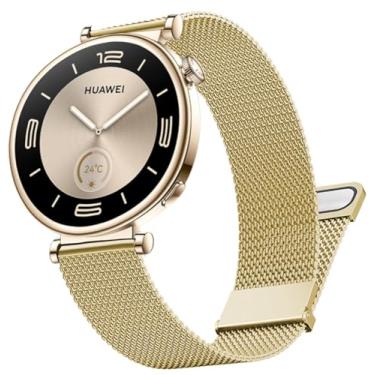 Imagem de DEALELE Pulseiras compatíveis com Huawei Watch GT5 Pro 42 mm / GT5 41 mm / GT4 41 mm / Garmin Venu 3S / Fossil Women's Gen 6, pulseira de substituição de malha magnética milanesa de aço inoxidável de