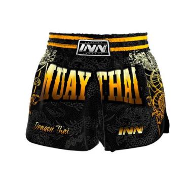 Imagem de Short Muaythai Dragon Thai Dourado Unissex Curto Premium Top - Innove 