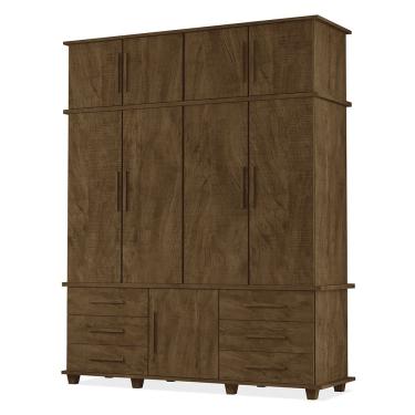 Imagem de Guarda Roupa Roupeiro Casal Londres 4 Portas 6 Gavetas com Maleiro Malbec Luapa