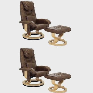 Imagem de Conjunto com 2 Poltronas de Massagem com Apoio para Pés Louisiana Marrom