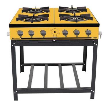 Imagem de Fogão A Gás Bravo 4 Bocas Sem Forno Br4bam Amarelo - Venâncio