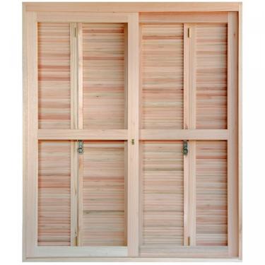 Imagem de Porta Janela Com Venezianas Pantográficas E Caixilhos De Correr 213X140Cm Rondosul Natural